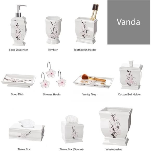 White Shower Curtain Hooks Set of 12 White & Pink Flower Shower Curtain Hooks - Picture 7 of 7